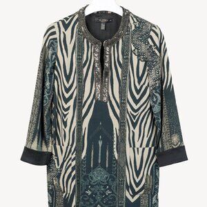 Etro Grey Zebra Embellished 3/4 Sleeve Tunic